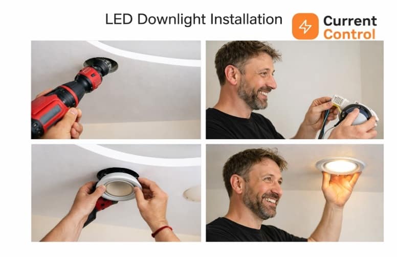 Downlight installation work in progress